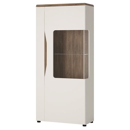 Toltec LED Right Handed Low Wooden Display Cabinet In Oak White_2