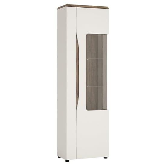 Toltec Right Handed Wooden Display Cabinet In Oak White Gloss_1