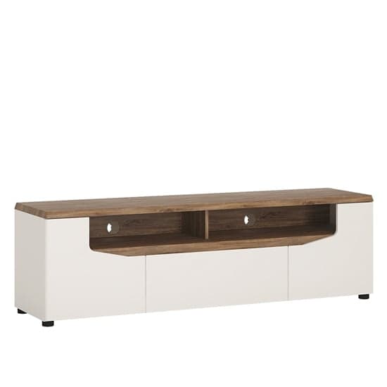 Toltec Wide Wooden TV Stand In Oak And White High Gloss_2