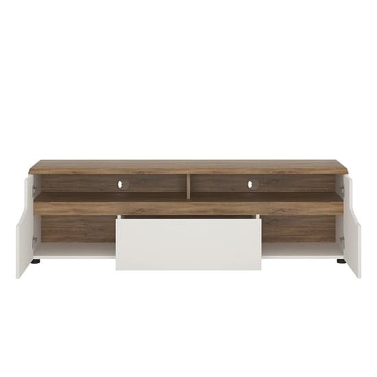 Toltec Wide Wooden TV Stand In Oak And White High Gloss_3