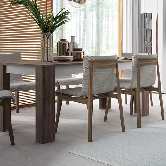 Toltec Wooden Extending Dining Table In Oak And White Gloss_3