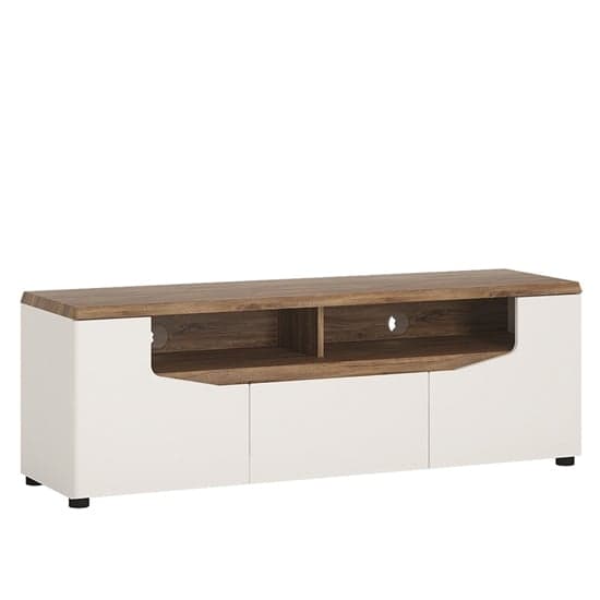 Toltec Wooden TV Stand In Oak And White High Gloss_2