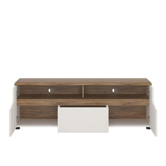 Toltec Wooden TV Stand In Oak And White High Gloss_3