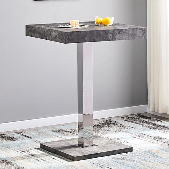 Topaz Concrete Effect Bar Table With 2 Ritz Grey White Stools_2