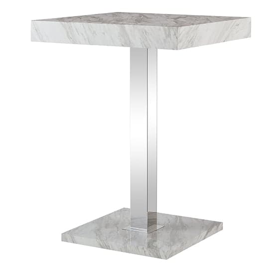 Topaz High Gloss Bar Table Square In Magnesia Marble Effect_5