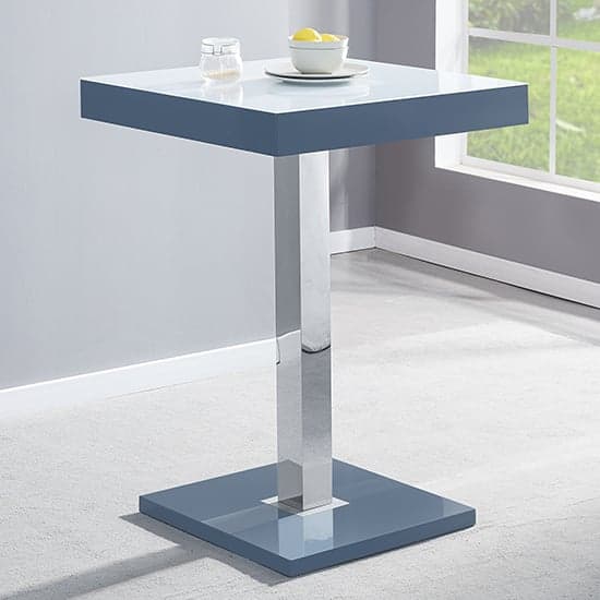 Topaz Glass White Grey Bar Table With 2 Candid Grey Stools_2