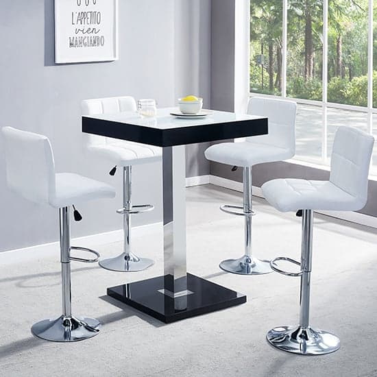 Topaz High Gloss Bar Table In Black With White Glass Top_2