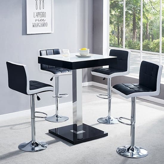 Topaz High Gloss Bar Table In Black With White Glass Top_3