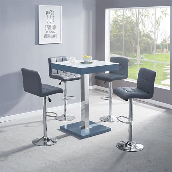 Topaz High Gloss Bar Table In Grey With White Glass Top_3