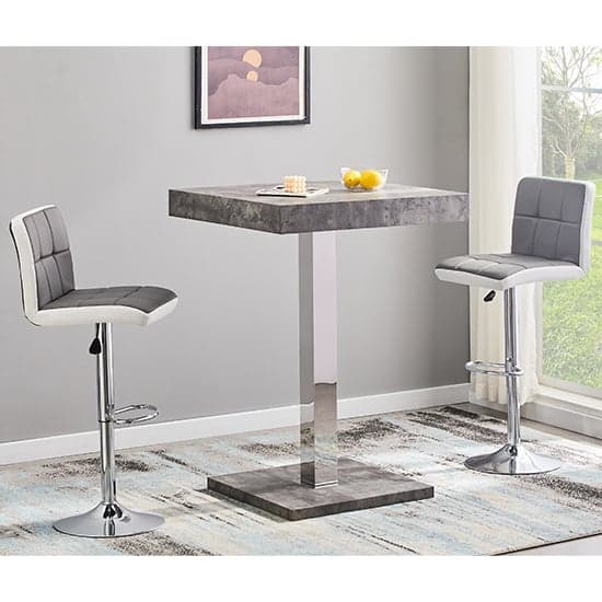 Topaz Square Wooden Bar Table In Concrete Effect_4