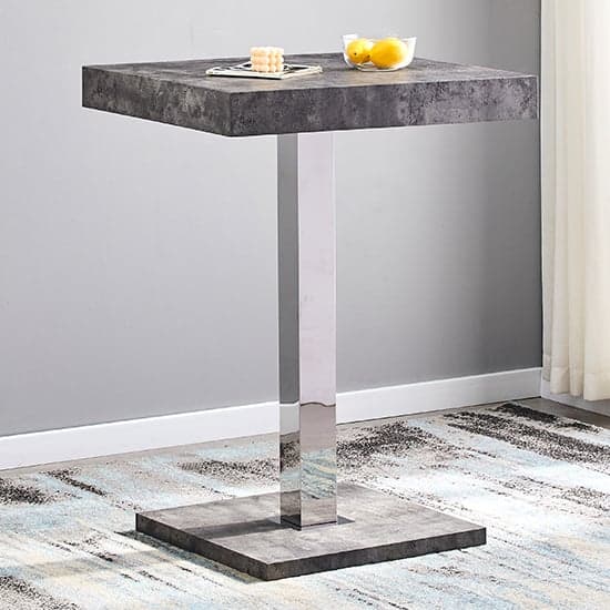 Topaz Square Wooden Bar Table In Concrete Effect_1