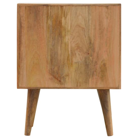 Tophi Wooden Line Carving Bedside Cabinet In Oak Ish 2 Drawers_4