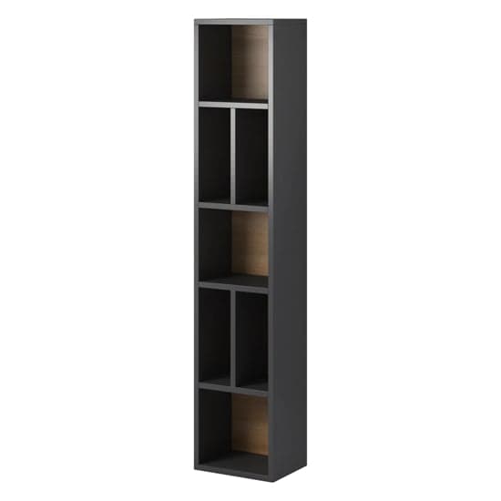 Torino Wooden Bookcase 7 Shelves In Matt Grey And San Remo Oak_2