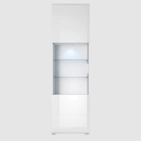Torino High Gloss Display Cabinet 1 Door In White With LED_2