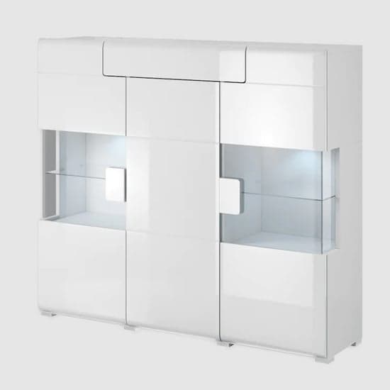 Torino High Gloss Display Cabinet 2 Doors In White With LED_2