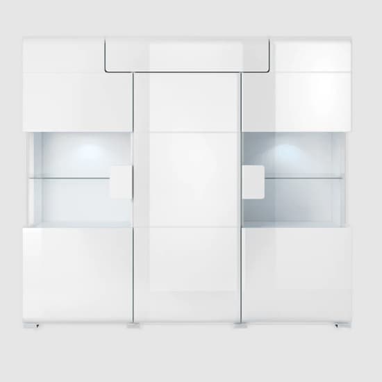 Torino High Gloss Display Cabinet 2 Doors In White With LED_3