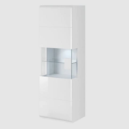Torino High Gloss Display Cabinet Wall In White With LED_2