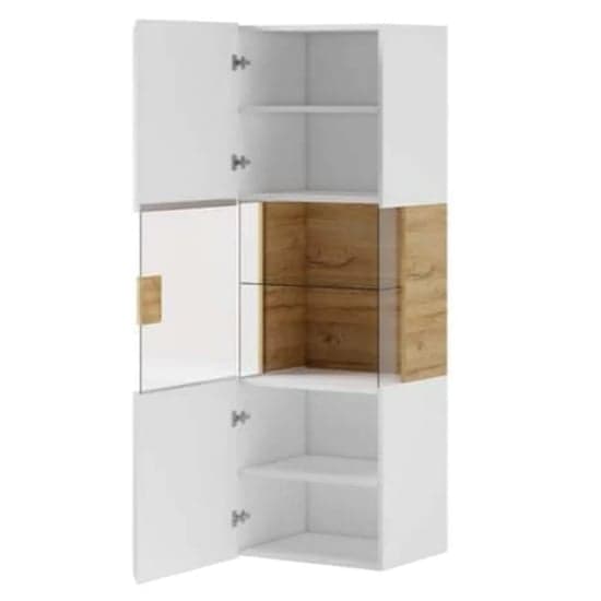 Torino High Gloss Display Cabinet Wall In White Oak With LED_2