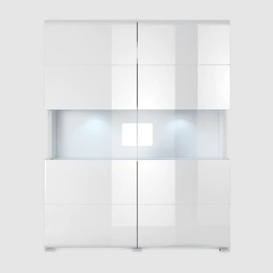 Torino High Gloss Highboard With 2 Doors In White And LED_3