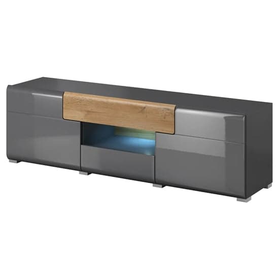 Torino High Gloss TV Stand In Grey And San Remo Oak And LED_2