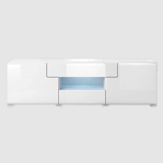 Torino High Gloss TV Stand In White With LED_3
