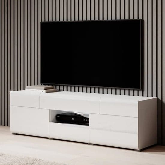 Torino High Gloss TV Stand In White With LED_1