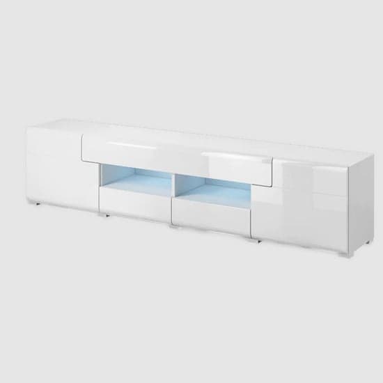 Torino High Gloss TV Stand Wide In White With LED_2