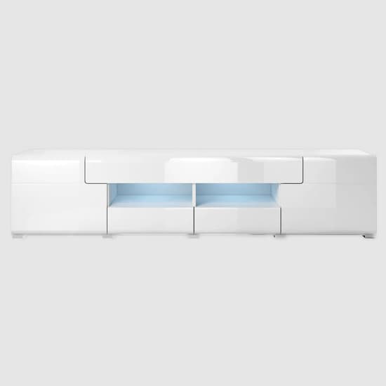 Torino High Gloss TV Stand Wide In White With LED_3