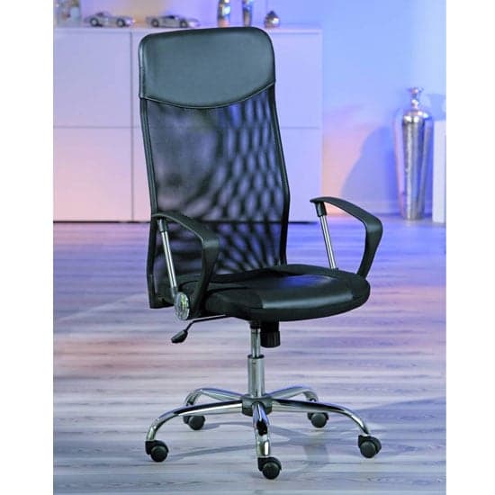 Torino Polyurethane Office Chair In Black With Arms_2