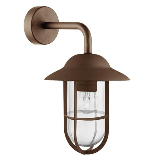 Toronto Outdoor Clear Glass Wall Light In Rust Brown_2