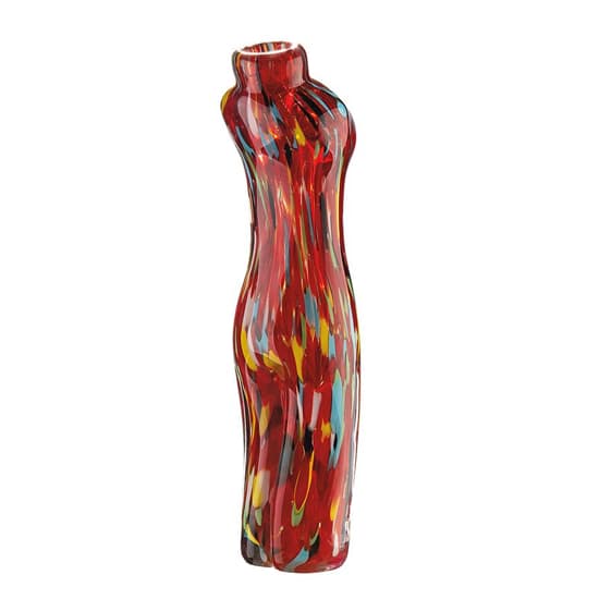 Torso Glass Decorative Vase In Red And Multicolor_4