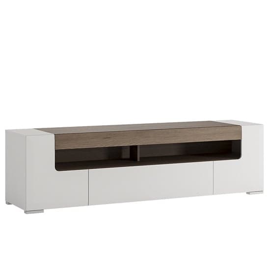 Tortola Wide Wooden TV Unit In Oak And White High Gloss_2