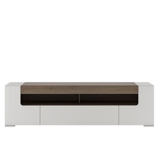 Tortola Wide Wooden TV Unit In Oak And White High Gloss_3