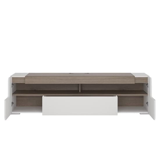Tortola Wide Wooden TV Unit In Oak And White High Gloss_4
