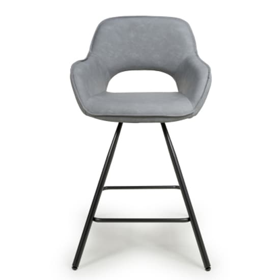 Torun Light Grey Leather Effect Bar Chairs In Pair_5
