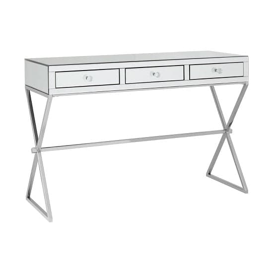 Totem Mirrored Glass Console Table With 3 Drawers In Silver_1