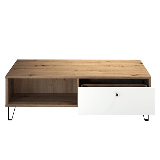 Touch 1 Drawer Coffee Table In Matt White And Artisan Oak_6
