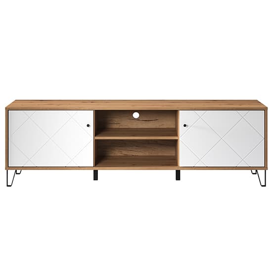 Touch Wooden 2 Doors TV Stand In Matt White And Artisan Oak Furniture