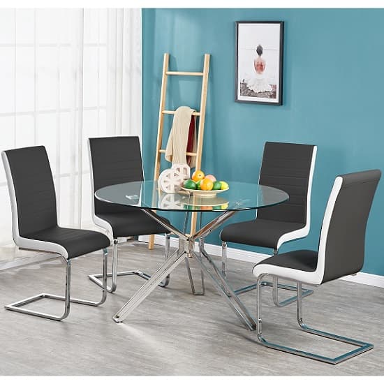 Toulouse Glass Dining Table With 4 Symphony Dining Chairs Furniture