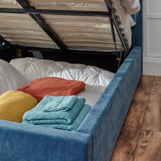 Dorking Fabric Ottoman Storage King Size Bed In Teal Furniture in Fashion