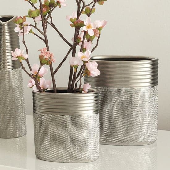 Trace Ceramic Small Decorative Vase In Silver_2