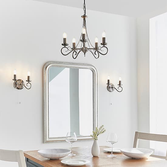 Trafford 5 Lights Ceiling Pendant Light In Antique Silver_5
