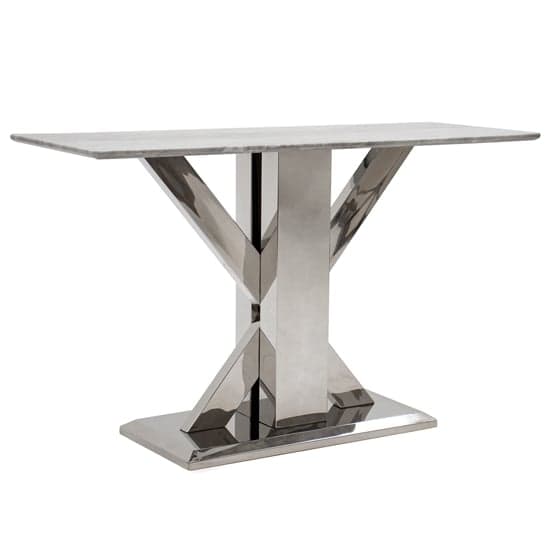 Tram Grey Marble Console Table With Stainless Steel Base