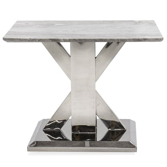Tram Grey Marble Lamp Table With Stainless Steel Base_1
