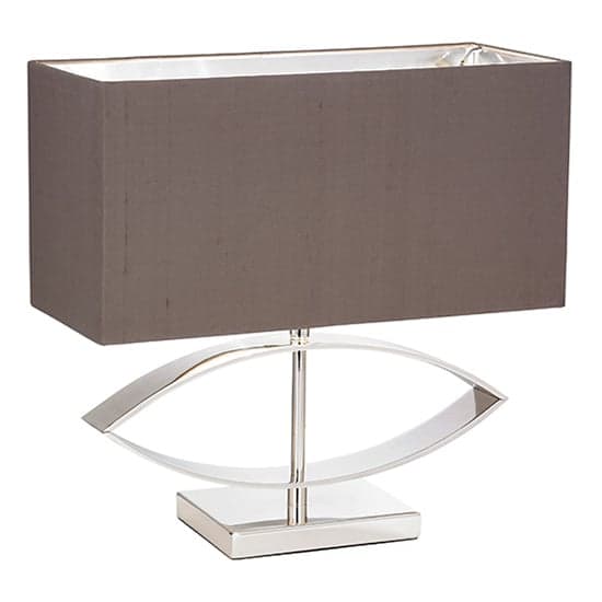 Tramini Taupe Silk Fabric Table Lamp In Silver_2