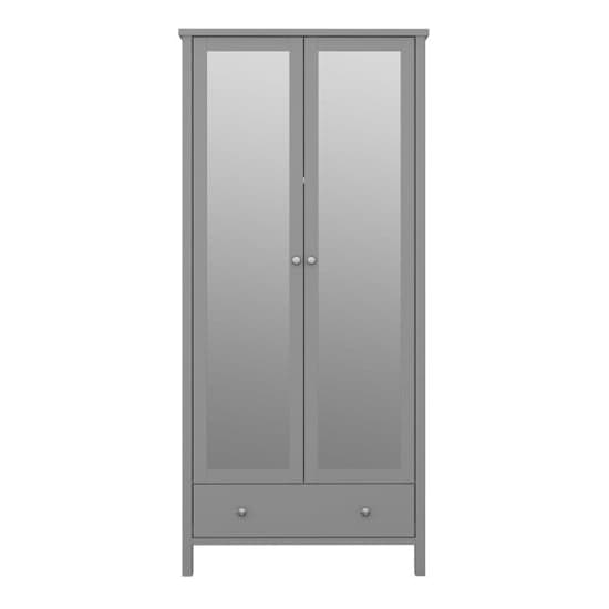 Trams Mirrored Wooden Wardrobe With 2 Doors 1 Drawer In Grey_2