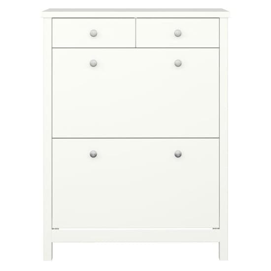 Trams Shoe Storage Cabinet 2 Flap Doors 2 Drawers In Off White_2