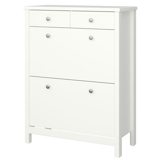 Trams Shoe Storage Cabinet 2 Flap Doors 2 Drawers In Off White_3
