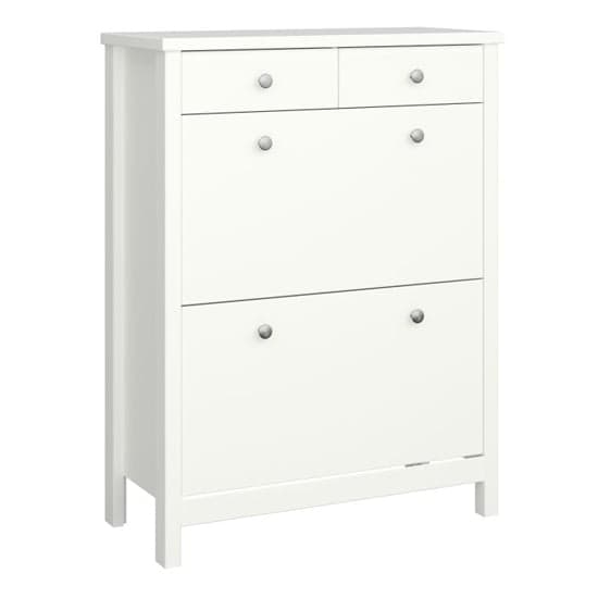 Trams Shoe Storage Cabinet 2 Flap Doors 2 Drawers In Off White_1