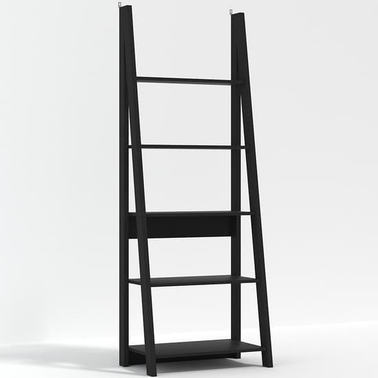 Travis Wooden Ladder Bookcase With 4 Shelves In Black_2